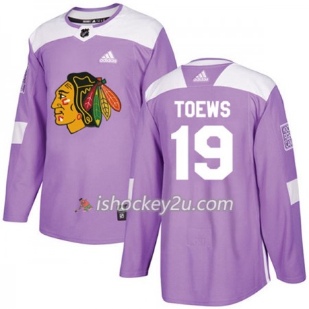 Mænd NHL Chicago Blackhawks Trøje Jonathan Toews 19 Adidas 2017-2018 Lilla Fights Cancer Practice Authentic